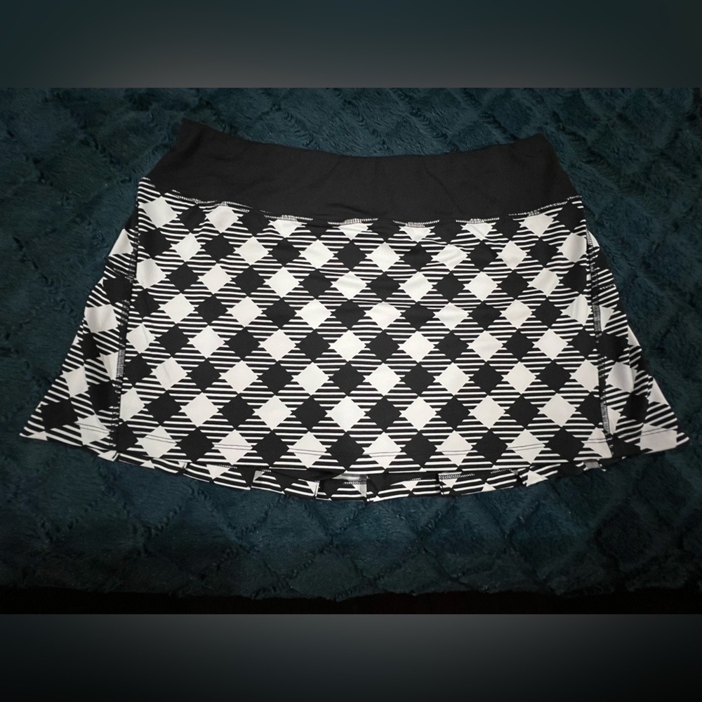 Be Inspired Black and White Asymmetrical Tennis / Skater Skirt